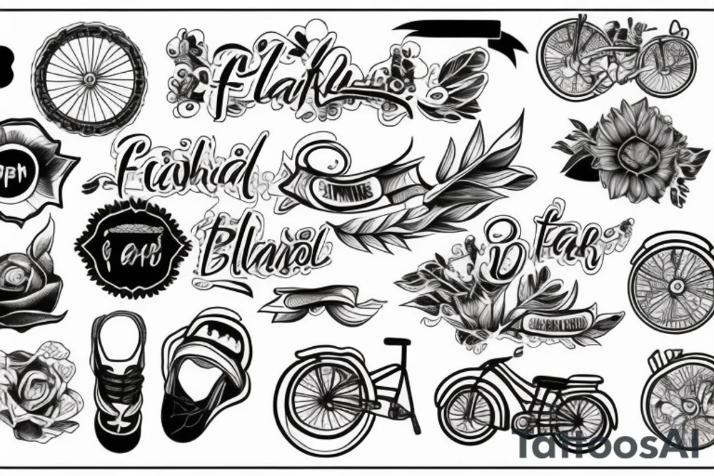 Pai empurrando a filha de bicicleta tattoo idea