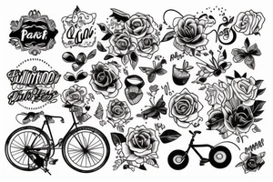 Pai empurrando a filha de bicicleta tattoo idea