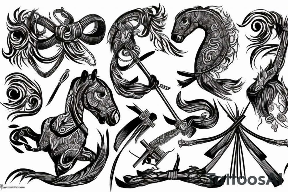 Kazakh warrior bow horse tattoo idea
