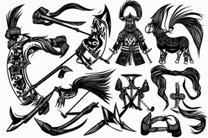 Kazakh warrior bow horse tattoo idea