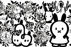 Miffy holding a bouquet tattoo idea