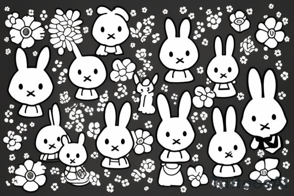 Miffy holding a bouquet tattoo idea