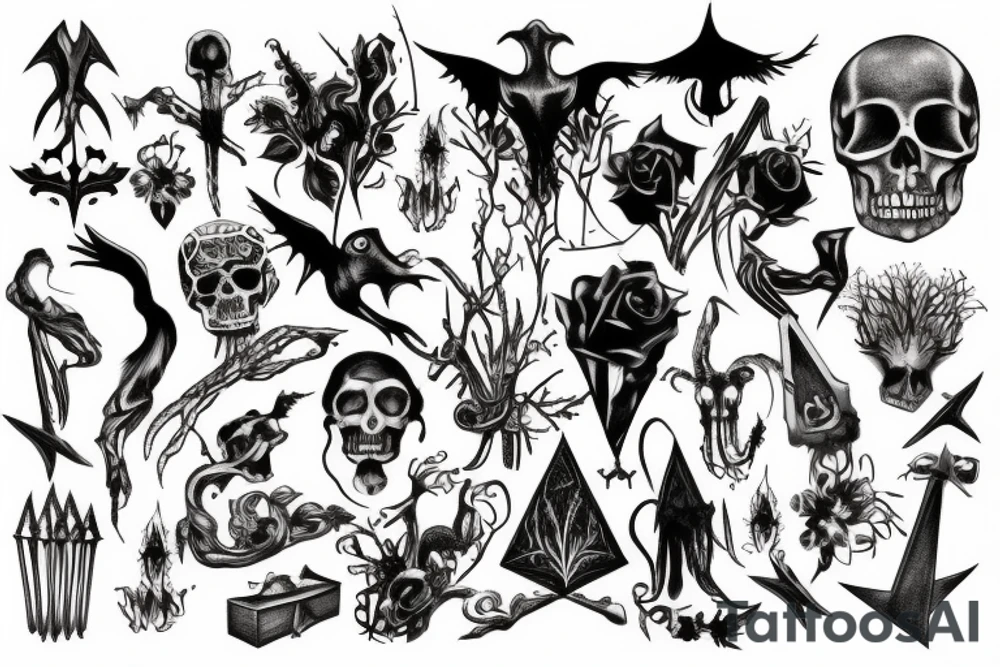 Bones, gothic, witchy tattoo idea