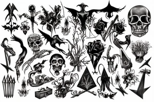 Bones, gothic, witchy tattoo idea