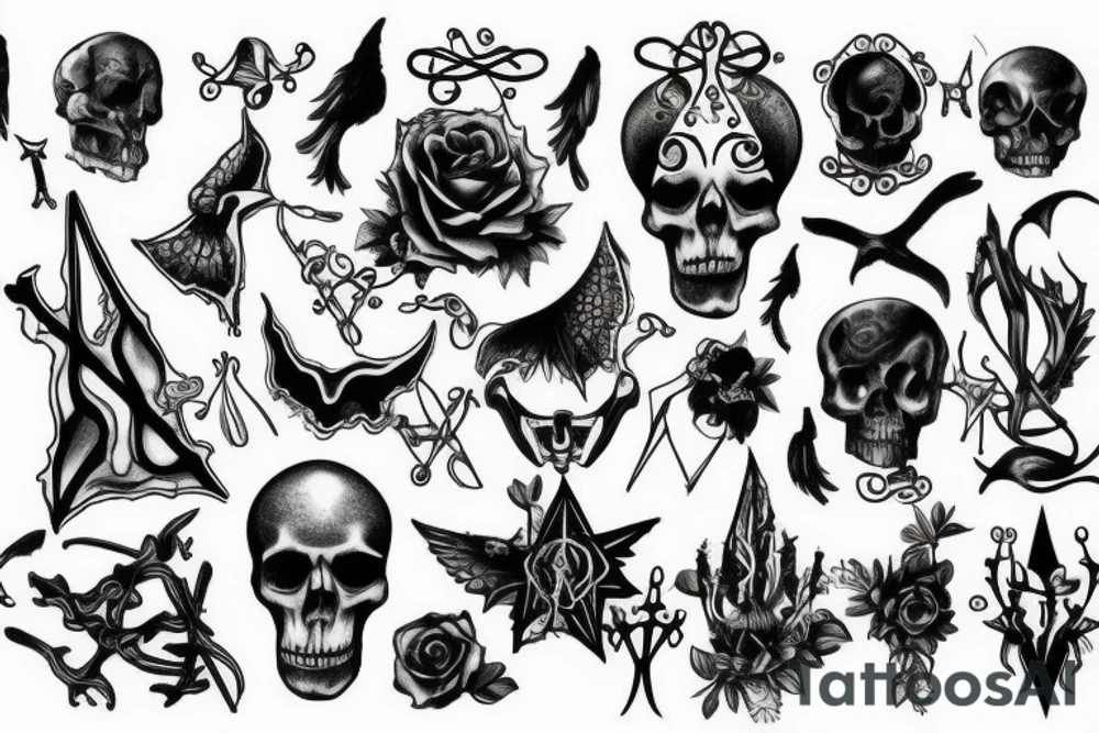 Bones, gothic, witchy tattoo idea