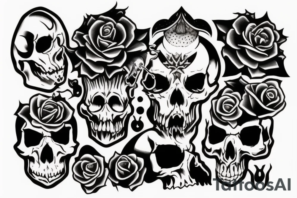 Gothic animal skull tattoo idea