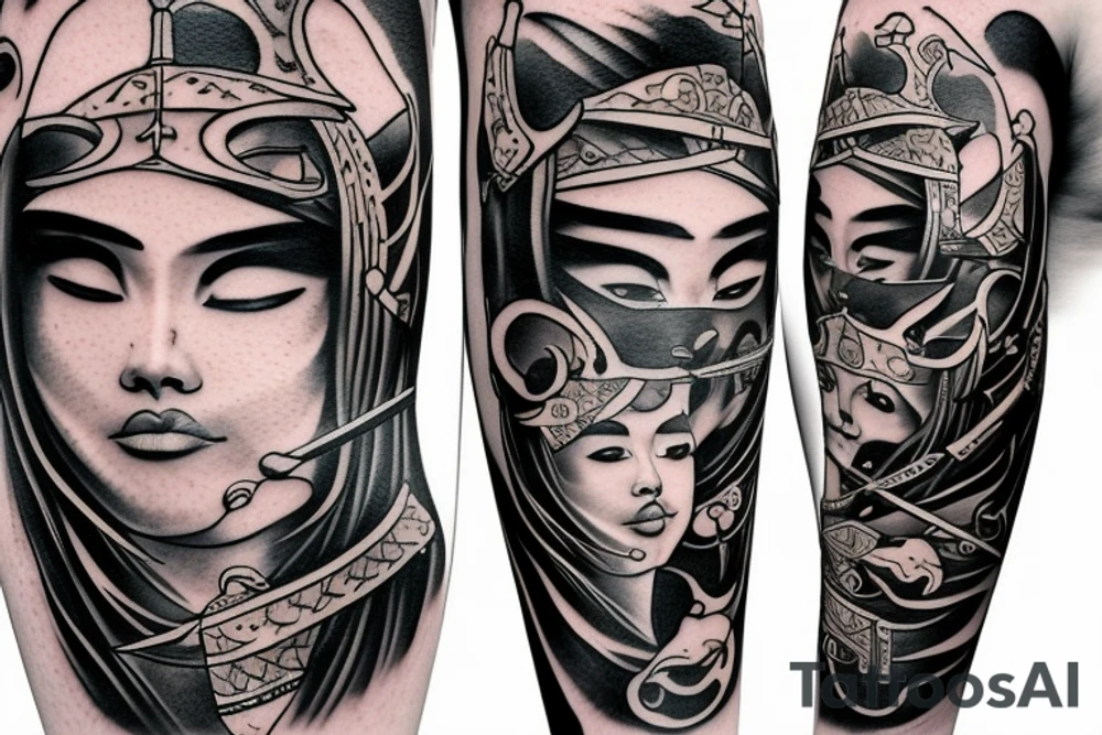 Cat samurai tattoo idea