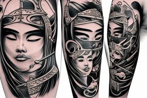 Cat samurai tattoo idea