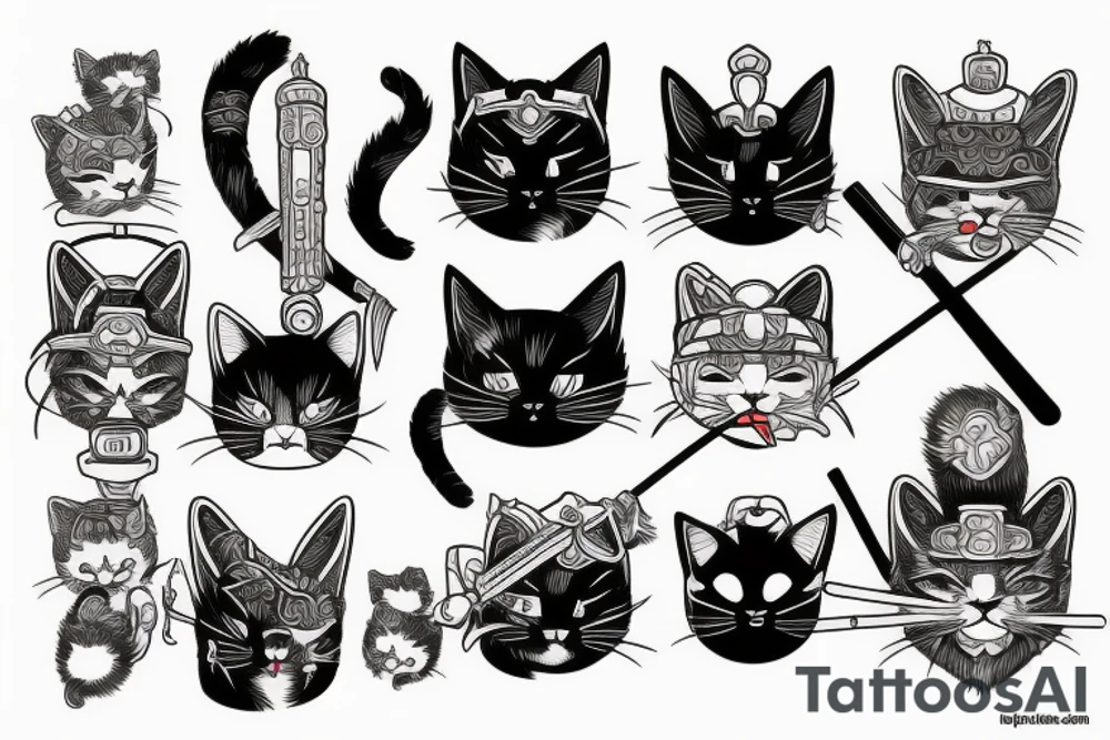 Cat samurai tattoo idea