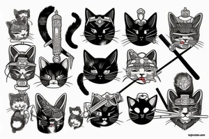 Cat samurai tattoo idea