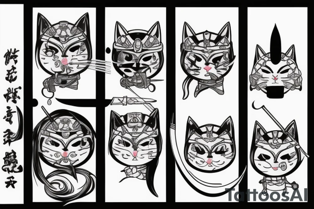 Cat samurai tattoo idea