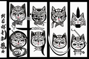 Cat samurai tattoo idea