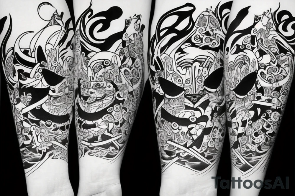 Samurai cat with sword and kimono tattoo idea Samurai cat with sword and kimono tattoo idea
