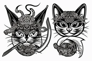 Samurai cat with sword tattoo idea