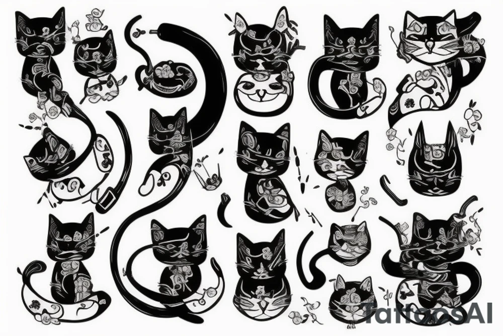 Samurai cat with sword tattoo idea