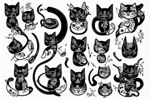 Samurai cat with sword tattoo idea