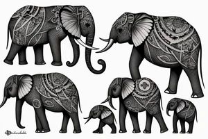 Family of elephants big and small tattoo idea