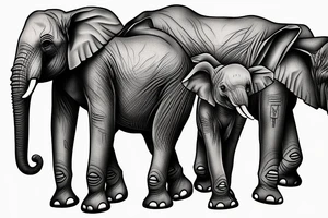Family of elephants walking toward me big and small tattoo idea