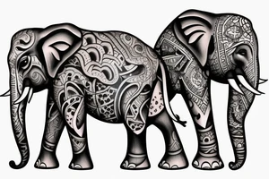 Family of three elephants walking toward me big and small tattoo idea