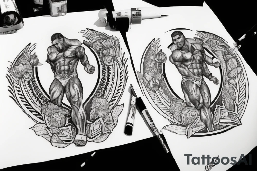 A greek god bodybuilder tattoo idea