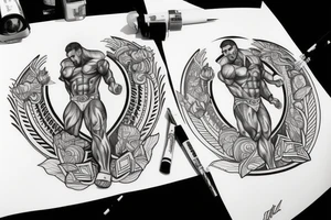 A greek god bodybuilder tattoo idea