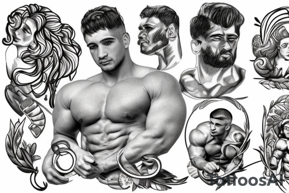 A greek god bodybuilder tattoo idea