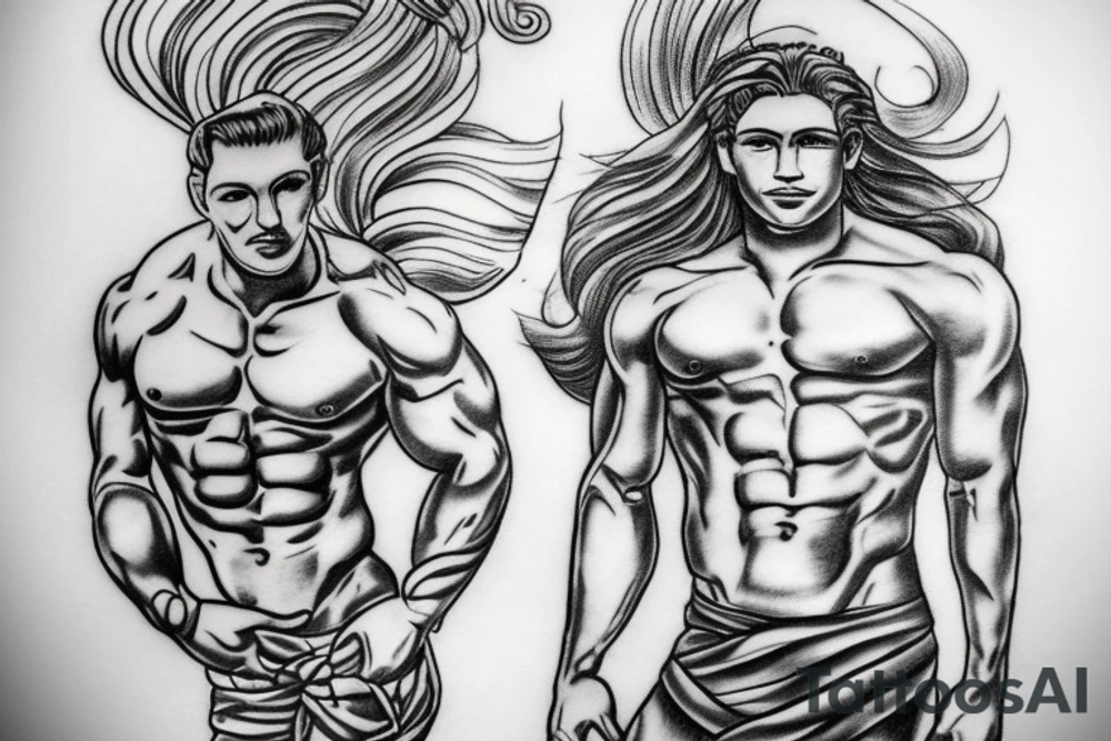 A greek god bodybuilder tattoo idea