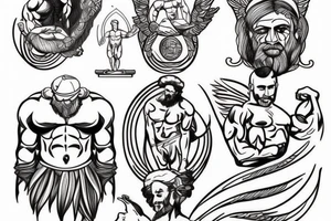 A greek god bodybuilder tattoo idea