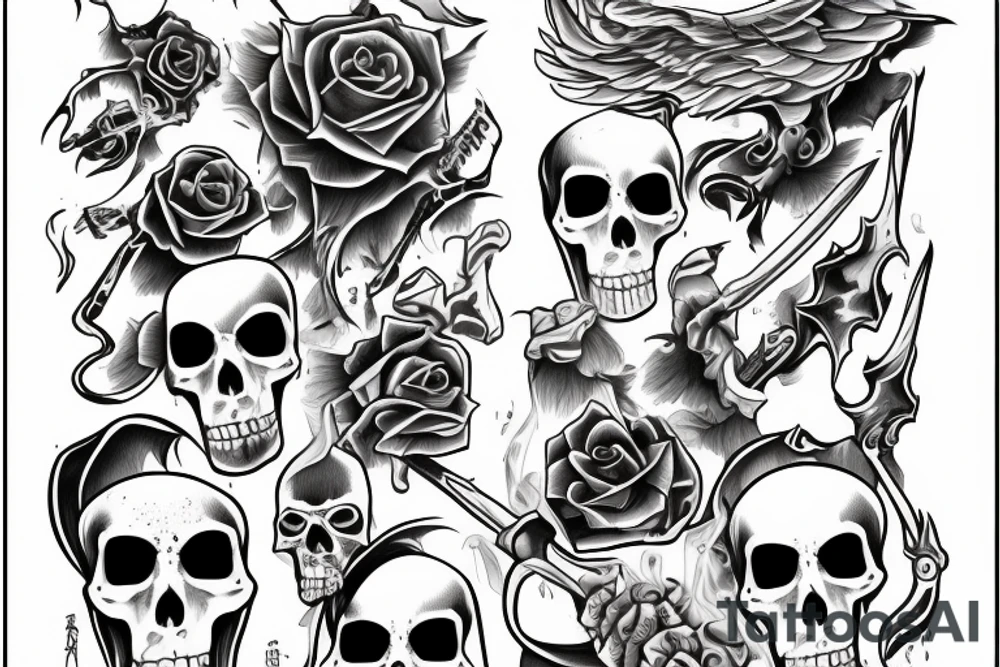 Grim reaper killing someone tattoo idea