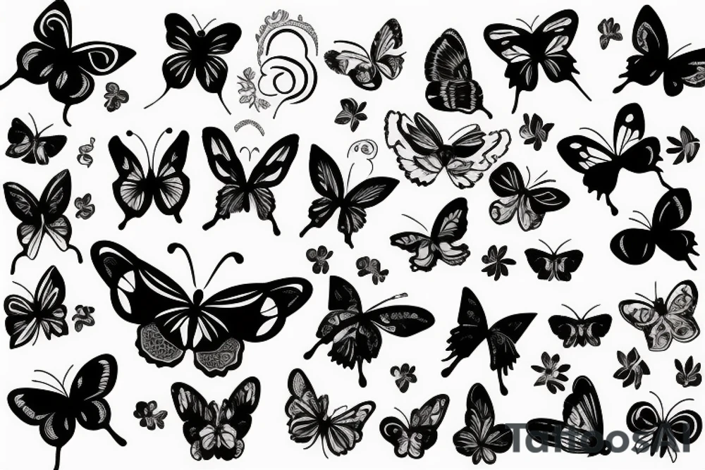 sexy butterfly with a rose tattoo idea