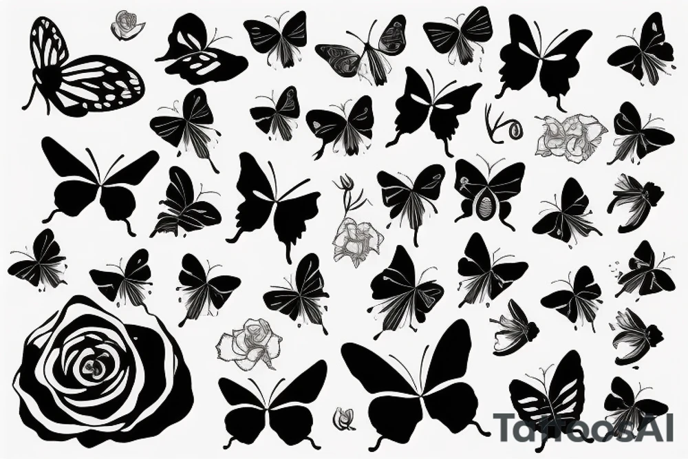 sexy butterfly with a rose tattoo idea