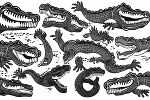 Crocodiles in old school style tattoo idea