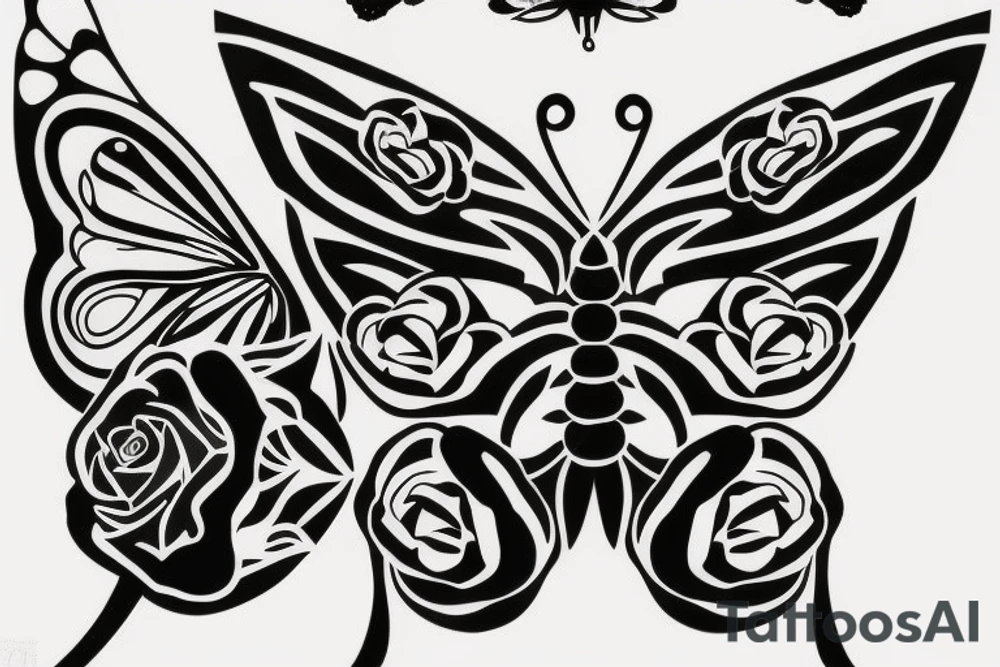 A rose with a sexy butterfly tattoo idea