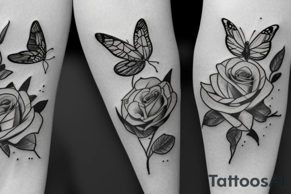 A rose with a sexy butterfly tattoo idea