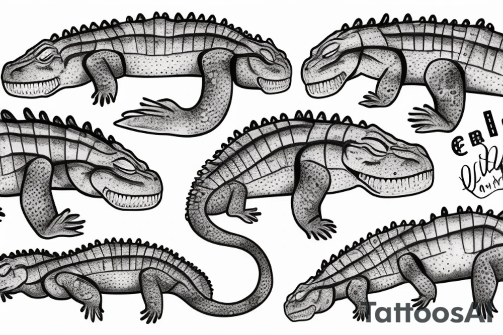 Crocodiles in traditional American style tattoo idea