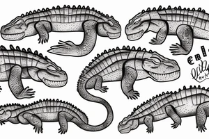 Crocodiles in traditional American style tattoo idea