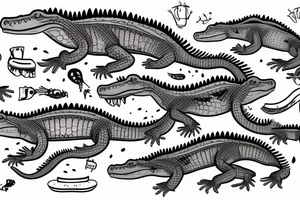 Crocodiles in traditional American style tattoo idea