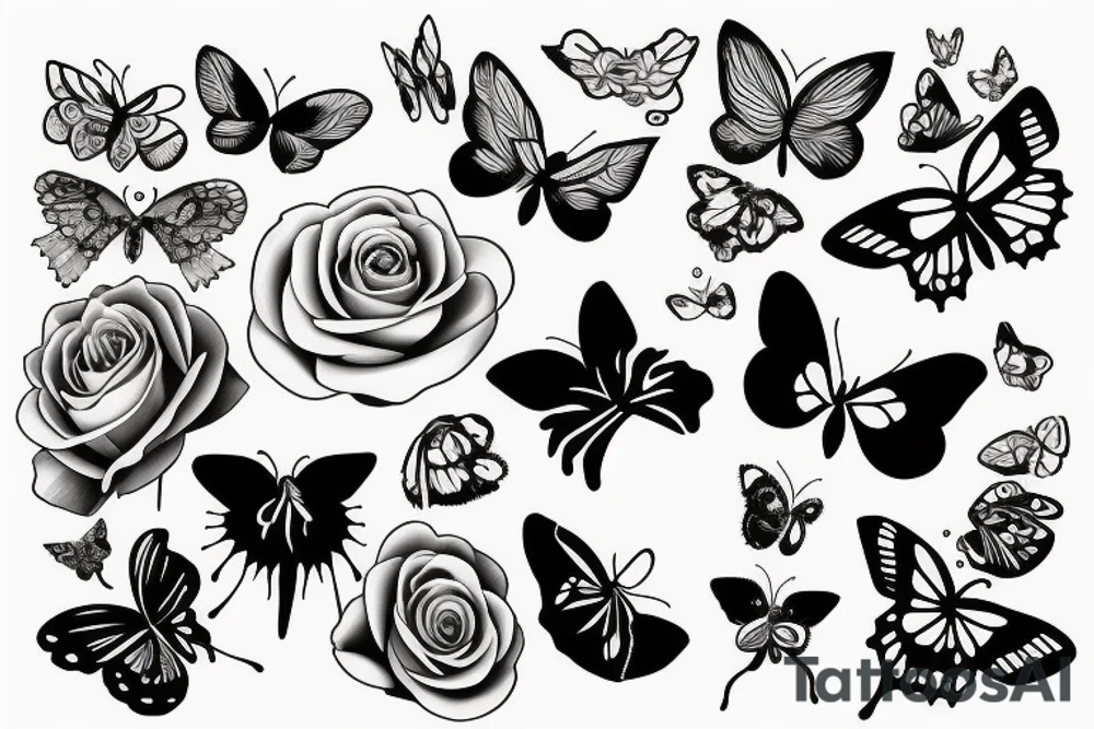 A rose with a sexy butterfly tattoo idea