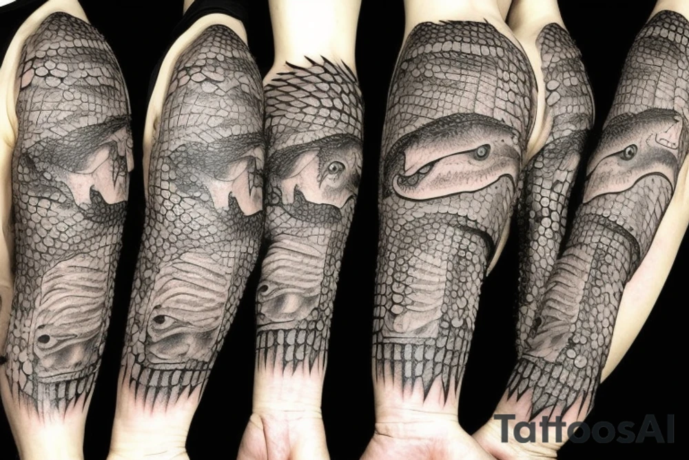 Crocodiles in traditional American style tattoo idea
