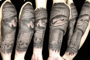 Crocodiles in traditional American style tattoo idea