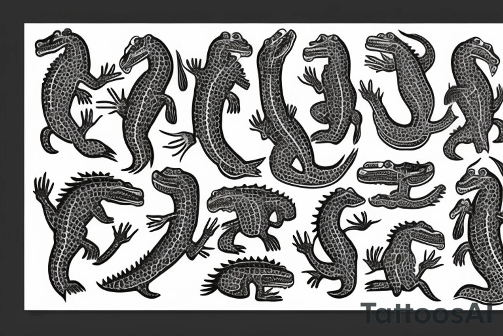 Crocodiles in traditional American style tattoo idea