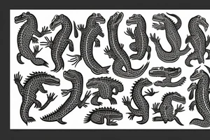 Crocodiles in traditional American style tattoo idea