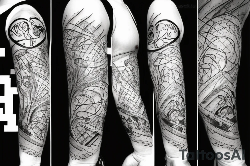 A lightning style with shadows tattoo idea