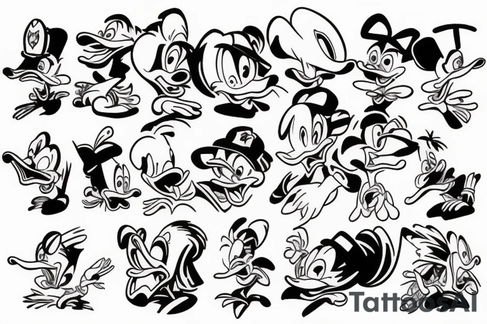 Donald duck and scooby doo tattoo idea