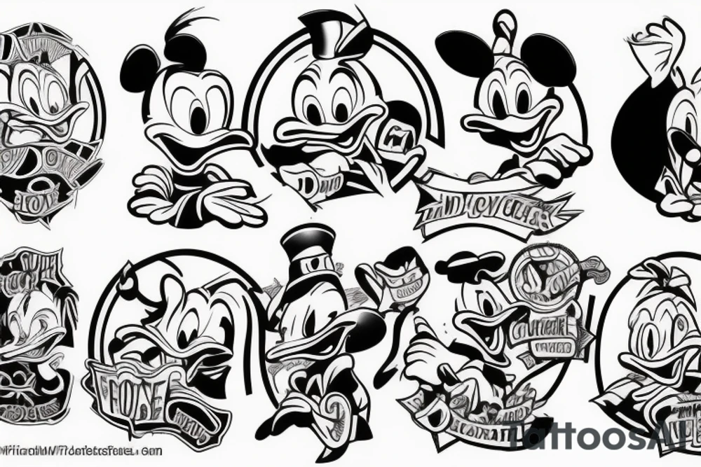 Donald duck and scooby doo tattoo idea