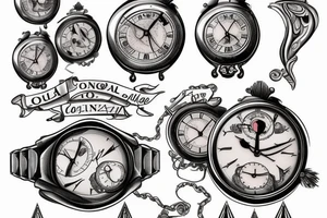 Voglio un orologio che si rompe in tanti pezzi, una scalinata per raggiungere l orologio tattoo idea