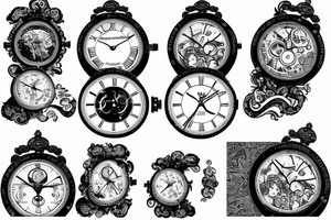 Voglio un orologio che si rompe in tanti pezzi, una scalinata per raggiungere l orologio tattoo idea