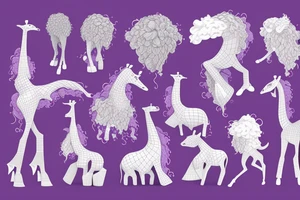 a fluffy purple monster in high heels riding a giraffe tattoo idea