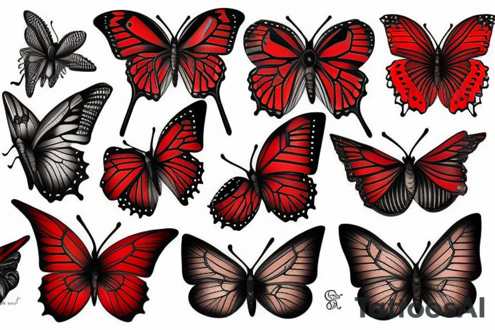 red butterfly tattoo idea