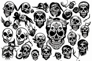 Skull with demon face tattoo idea